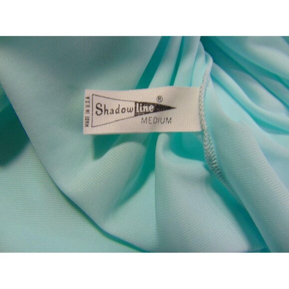 Vintage Shadowline Green Nylon Long Robe M Lace Embroidered Yoke Button Front - Picture 10 of 13